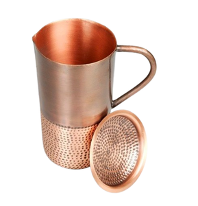 <b>Copper</b> Jug Metal <b>Handle</b> Metallic Pitcher for Hot Cold Water Wine Juice Iced Tea-Party Sustainable Metal Pitcher Set - Product Image 1