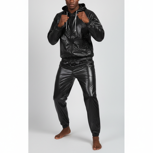 Combinaison de sudation en PVC noire pour hommes et femmes, idéale pour la gym, la course, le jogging et la musculation – Nouvelle collection en promotion - Product Image 4