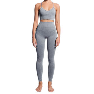Ensemble 2 pièces sans couture pour femme, respirant, écologique, séchage rapide, avec logo personnalisé, en spandex, pour le sport, le yoga et le lifting des fessiers – Vente chaude - Product Image 1