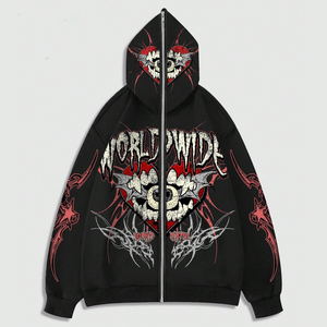 Vente en gros de sweats à capuche streetwear en coton lourd, surdimensionnés, avec fermeture éclair, logo personnalisé, fournisseur Pakistan - Product Image 1