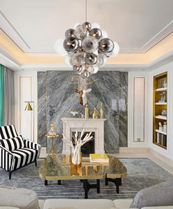 Lampe à boule en verre personnalisée pour luminaire suspendu en verre italien, luminaire suspendu pour salon, luminaire suspendu en boule grise - Product Image 1