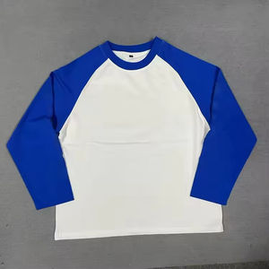 Chemises à manches longues décontractées de haute qualité personnalisées avec contraste de couleurs, en coton, imprimées à l'écran, col côtelé surdimensionné, t-shirts pour hommes - Product Image 1