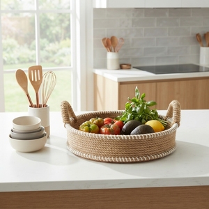 Cesta de Almacenamiento de Ratán Tejida a Mano, Organizador de Cocina, Contenedor Rústico de Paja Natural, Artesanía Balinesa, Utensilio de Cocina para el Hogar - Product Image 2