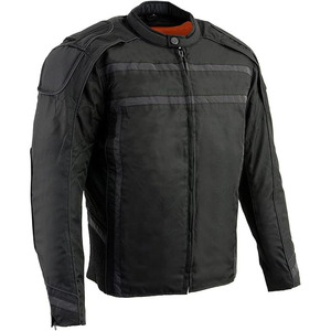 Chaqueta de Motocicleta SAMROZ SPORTS Unisex de Cuero Negro Acolchado con Textil de 220g para Todas las Temporadas, con Estampado por Transferencia de Calor y Manga Larga - Product Image 5
