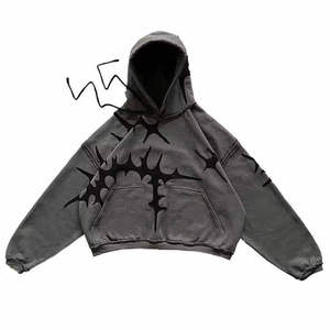Sudadera con Capucha Super Square Acid Wash de Alta Calidad, Felpa, Personalizable, Talla Personalizada, con Pedrería, Estilo Urbano, Invierno, Algodón/Poliéster - Product Image 1