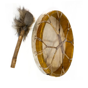 Tambour à main en peau de chèvre naturelle, tambour chamanique à cadre en bois durable avec marteau pour la méditation, la guérison sonore et l'utilisation musicale - Product Image 6