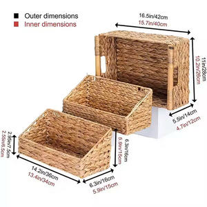 Cesta Rectangular para Libros NHAT MINH con Tapa, Hecha a Mano, Ecológica, de Jacinto de Agua, Contenedor de Almacenamiento, Portarrollos de Papel Higiénico de Estilo Moderno - Product Image 5