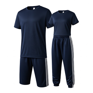 Camiseta deportiva de manga corta para hombre, ropa de fútbol para correr, Camiseta de punto con pantalones cortos y pantalón de chándal para hombre - Product Image 1