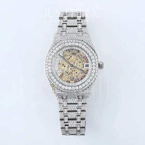 Reloj de Lujo Personalizable para Hombre, Estilo Hip-Hop, Caja Redonda de Acero Inoxidable, Esfera de 41 mm, Diamantes Moissanite VVS Premium, Movimiento de Cuarzo - Product Image 4