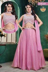 Pink Embroidered Lehenga Choli Set for Women Designer Wedding Party Wear Ethnic Lehenga with Dupatta - Product Image 4
