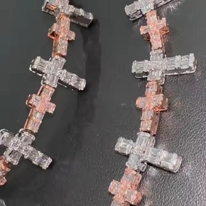 Moissanite Stones Prong Cuban Link Chain Necklace Solid 925 Sterling Silver with Rhodium Finish Passes Diamond Tester - Product Image 6
