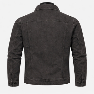 Chaqueta de Mezclilla Negra para Hombre de Alta Calidad, Estilo Casual, con Botones, para Trabajo, OEM, Personalizada, al por Mayor - Product Image 3