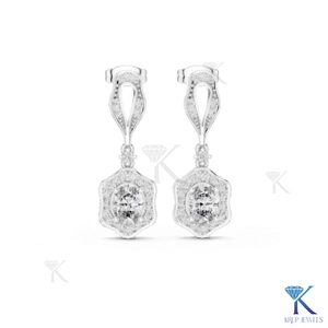 ต่างหูเพชรแล็บโกรว์ทรงบริลเลียนต์ ขอบหยักประดับเพชรแบบฮาโล ทองคำแท้ 14K 18K สำหรับผู้หญิง สไตล์วินเทจ เหมาะสำหรับงานแต่งงาน ของขวัญสำหรับเจ้าสาว เครื่องประดับ - Product Image 4