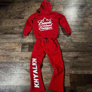 Survêtement deux pièces personnalisé avec impression en relief pour l'hiver – Pantalon et sweat à capuche pour hommes et femmes - Product Image 1