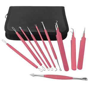 Kit de 10 Herramientas para Eliminar Puntos Negros y Espinillas, Extractor de Acné de Acero Inoxidable Rosa, Herramientas de Belleza para el Cuidado de la Piel - Product Image 1