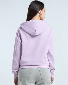 เสื้อฮู้ดสีลาเวนเดอร์สำหรับผู้หญิง ผ้าฟลีซสีพื้น แขนยาว สวมใส่สบายในฤดูใบไม้ร่วง ระบายอากาศได้ดี มีกระเป๋า - Product Image 4