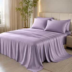 Juego de Sábanas de Bambú Refrescantes de 300 Hilos en Lavanda Empolvada para un Estilo de Dormitorio Refinado |   Suave como la seda, transpirable, que absorbe la humedad y brinda comodidad - Product Image 1