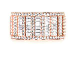 Luxury Mens Diamond <b>Ring</b> 14K White Gold Hip Hop Baguette <b>Iced</b> Out Band Premium Statement Jewelry for Men Party Wear - Product Image 1
