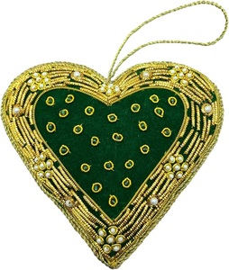 ของตกแต่งแขวนรูปหัวใจลายซารี – งานปักลายซารีสีทองแบบดั้งเดิม ของตกแต่งบ้านสำหรับรอมฎอน อีด คริสต์มาส และงานแต่งงาน - Product Image 2