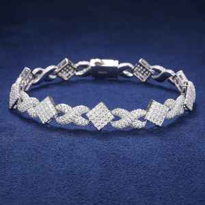 Pulsera de Tenis de Moissanita de Aspecto Premium, Corte Baguette, Plata 925, Chapado en Oro/Plata, Joyería de Moda Hip Hop, Estilo Moderno, Unisex - Product Image 5