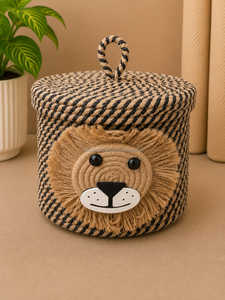 Cute Red Cotton <b>Rope</b> Eco-Friendly Mini <b>Storage</b> <b>Basket</b> Bunny Ears Design for Children's Toy <b>Storage</b> Circle Shape Handle - Product Image 3