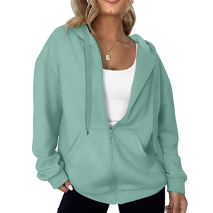 Sweats à capuche zippés décontractés pour femmes, entièrement zippés, logo et taille personnalisés, sweats respirants pour femmes à bas prix, personnalisables - Product Image 1