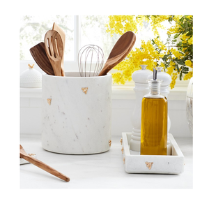 Porte-cuillères sur mesure en marbre naturel, artisanat moderne pour une organisation de cuisine luxueuse, support à couverts. - Product Image 1