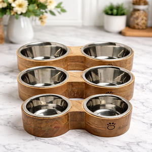 Comedero Doble Premium Brave Bark Figure 8 para Perros y Gatos con 2 Insertos de Acero Inoxidable, Ideal para Comida y Agua - Product Image 1