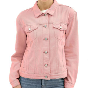 Women Pink <b>Denim</b> <b>Jacket</b> Casual Button Front Long Sleeve Regular Fit Fashion Jean Coat Stylish Everyday Outerwear - Product Image 5