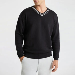 Sweat-shirt décontracté pour homme, coupe ajustée, col en V, 100 % coton, avec logo personnalisé, vente chaude - Product Image 4