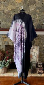Vestido Maxi Japonés Shibori Tie Dye de Rayón, Estilo Caftán, Talla Grande, Corte Holgado, Ropa Boho para Mujer - Product Image 3