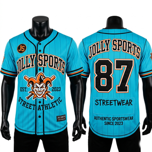 Camiseta de béisbol para hombre de poliéster transpirable de alta calidad, 180 g/m², color verde azulado con rayas, personalizada, 100 % algodón, corte holgado, estampada. - Product Image 1