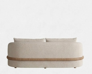 Sofá Moderno y Elegante de Tela Bouclé con Detalles Curvos de Madera para una Colección de Muebles de Alta Calidad para el Hogar - Product Image 2
