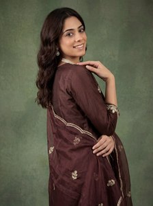 <b>Women</b>’s Premium Cotton Blend Aliya Kurta Pant Set – Fully Stitched <b>3</b>-<b>Piece</b> <b>Suit</b> with Organza Dupatta - Product Image 5