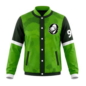 Green Black Baseball <b>Jacket</b> Full Zip Long Sleeve Sports Team Uniform <b>Lightweight</b> Comfortable Outerwear for Game - Product Image 1