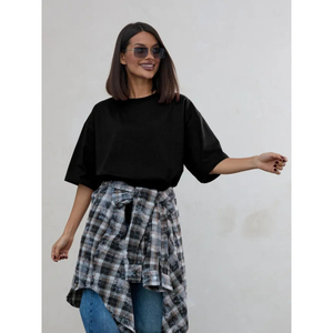 Camiseta de Verano para Mujer al por Mayor, de Alta Calidad, Sencilla, Casual, Holgada, Cómoda, Transpirable, de Algodón Ecológico, Estilo Informal - Product Image 5