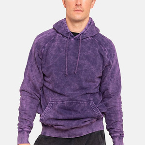 เสื้อฮู้ดสีม่วงสำหรับผู้ชาย ผ้าฝ้าย 100% เฟรนช์เทอร์รี่ ย้อมสีสำเร็จรูป พิมพ์ลาย แบบสวมหัว ถักทอ - Product Image 1