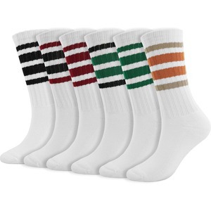 Nouveauté 2026 Chaussettes mi-mollet rayées noir gris blanc en coton respirant tricotées pour le basketball, pour adulte, été, vente en gros - Product Image 5