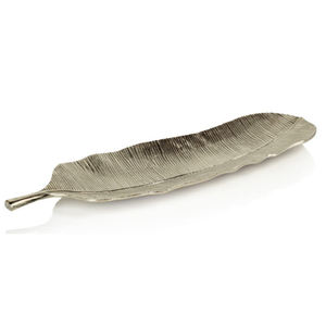 Fournitures pour restaurants et hôtels, plateau de service en métal pour la décoration de table, design en forme de feuille argentée - Product Image 1