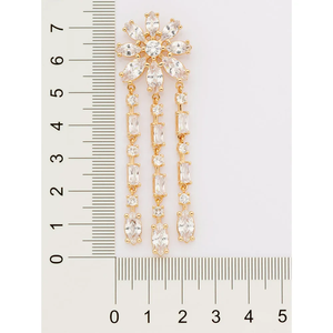 Flower Shape Drop <b>Earrings</b> Women's 18K Gold Plated <b>Crystal</b> Rhinestone Tassel <b>Earrings</b> Romantic Wedding Jewelry - Product Image 2