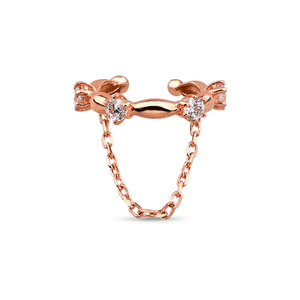 14K Gold <b>Cuff</b> <b>Earrings</b> with Round Brilliant Cut Diamond Minimalist Dainty Design for Cartilage Piercing (Helix) - Product Image 3