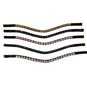 Banda para la frente de cuero con diseño de cristal y Perla, banda para la frente de cuero de caballo, cuero de color negro con banda para la frente de caballo acolchada suave - Product Image 3