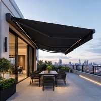 Auvent motorisé durable pour extérieur, en HDPE, avec éclairage LED, toit rétractable, structure en aluminium, pour balcon et terrasse, vente en gros d'usine