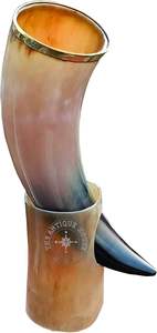 Customizable Viking Style Buffalo Drinking Horn Handcrafted Eco Friendly Polished Leather Strap With Metal Stand for Enthusiasts - Product Image 5