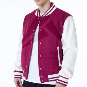 Veste universitaire pour homme, couleur marron et blanc, col rabattu, boutons sur le devant, polyester et coton, vêtement d'automne - Product Image 2