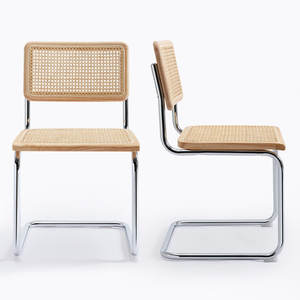 Set of 2 Mid-Century Modern 18.1\" <b>Dining</b> <b>Chairs</b> with Rattan Cane Backrest - Product Image 3