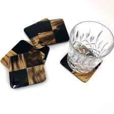 Sous-verres ronds en corne de buffle naturelle, faits à la main, de luxe, résistants à l'huile, antidérapants, accessoires pour boissons, haute qualité - Product Image 5