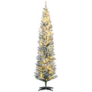 Albero di Natale Verde Sottile da 2,1 m con Luci LED Bianche Calde Realistiche, Albero di Natale a Forma di Matita per Decorazioni Festive - Product Image 1