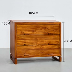 Commode en teck pratique et contemporaine avec 3 tiroirs pour chambre à coucher - Product Image 6