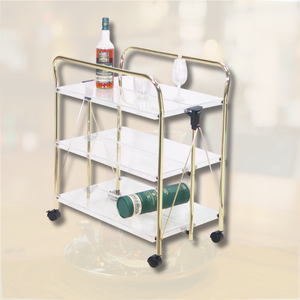 Carrito de té plegable de acrílico y metal de diseño moderno Uso doméstico de moda o Aplicación de hotel/comedor Característica plegable - Product Image 1